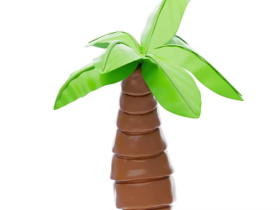 Tree Pit Design With Palm Tree Shape Brown Spiral Trunk And Green Leaves 3d model