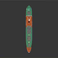 White and Green Cargo Ship With Upper Structure And Deck Equipment 3d model