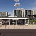 Porsche Modern Building Complex With Showroom Glass Facade And Urban Environment