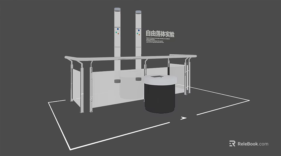 Public Facility Free Fall Experience Capsule Structure With Platform And Safety Columns Design 3d model
