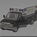 White And Black Police Car Model With Red Blue Lights And Doors