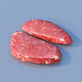 Fresh Raw Beef Steak Two Pieces Of Red Meat On Blue Background