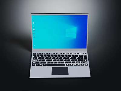 Modern Electronic Laptop With Blue Windows Screen Keyboard And Touchpad 3d model