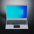 Modern Electronic Laptop With Blue Windows Screen Keyboard And Touchpad