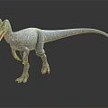 Detailed White Dinosaur Model Standing On Gray Background With Reflection 3d model