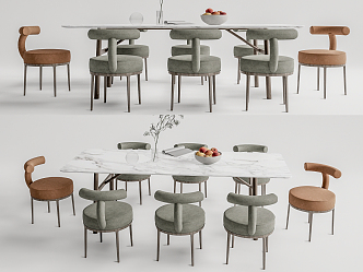 Modern Dining Table and Chair Combination Dining Table and Chair 3d model