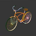Yellow Classic Bicycle With Orange Seat White Handlebars And White Rims