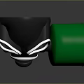 Detailed Toy Weapon 3D Model Featuring Gas Mask And Green Cylinder