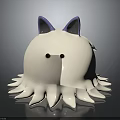 Cute White Round Character With Purple Cat Ears And Octopus Tentacles