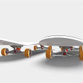 High Quality Skateboard Sports Equipment With Black White Deck And Orange Wheels 3d model