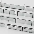 Modern Glass Railings With Metal Frames And Various Design Styles 3d model