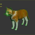 Orange and white cat standing on dark smooth surface with gray background 3d model