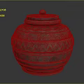 Ancient Carved Pottery Jar With Lid And Intricate Floral Patterns 3d model