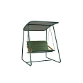 Outdoor Swing Chair With Canopy Green Seat And Metal Frame For Patio Comfort