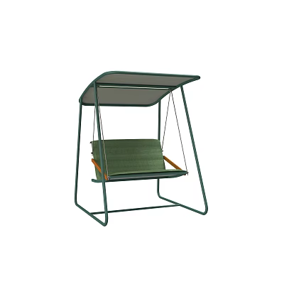 Outdoor Swing Chair With Canopy Green Seat And Metal Frame For Patio Comfort 3d model