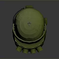 Green Domed Weapon Device Featuring Four Circular Green Components And Rustic Surface