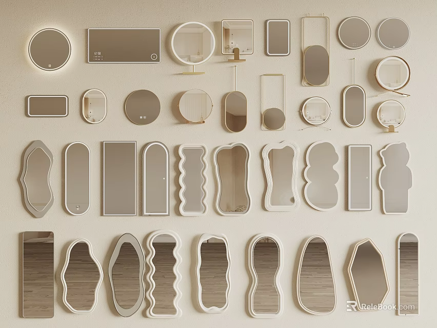 Variety Of Shaped Mirrors For Home Decor 3d model 