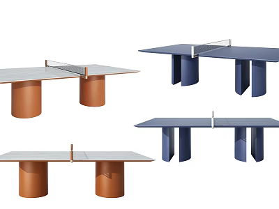 Modern Ping Pong Tables With Orange Blue Legs And White Tabletop Design 3d model