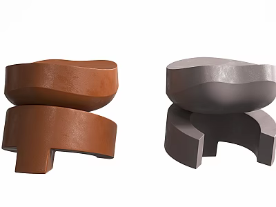 Contemporary Brown And Gray Stools With Modern Curved Stackable Unique Design 3d model