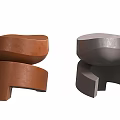 Contemporary Brown And Gray Stools With Modern Curved Stackable Unique Design 3d model