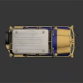 Vintage Off Road Car With Blue Body Gold Accents And White Roof Ornate Decorations