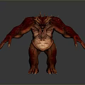Fierce Red Horned Monster Character With Muscular Build Spiked Details 3D Model Design