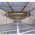 Modern Parking Garage Interior Design With Glass Ceiling And Marble Walls