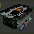 Modern Mobile Robot With Black White Patterns And Orange Top Panel 3d model