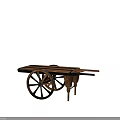 Vintage Wooden Cart With Plank Top And Sturdy Wooden Wheels Structure