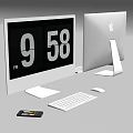 Modern computer desktop computer Apple all-in-one mouse keyboard mobile phone 3d model