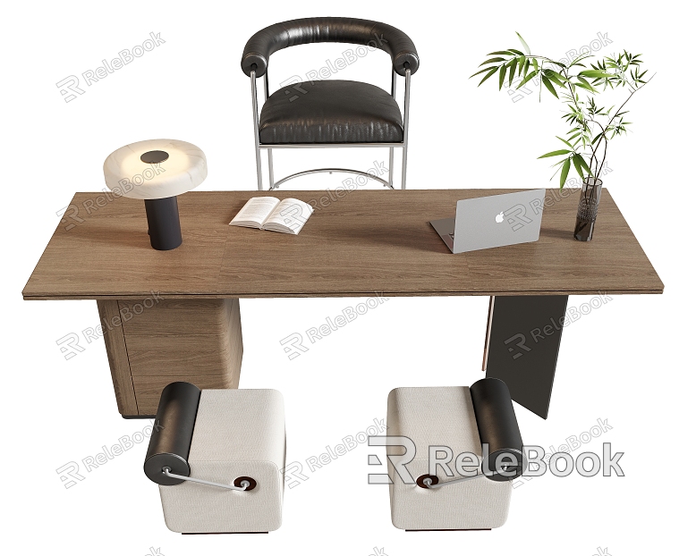 Desk and Chair Combination Desk Single Chair Stool Desk Ornaments model