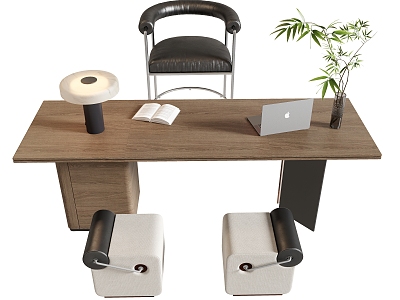 Desk and Chair Combination Desk Single Chair Stool Desk Ornaments model