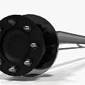Mechanical Metal Part Featuring Black Circular Ends Silver Rod And Bolts