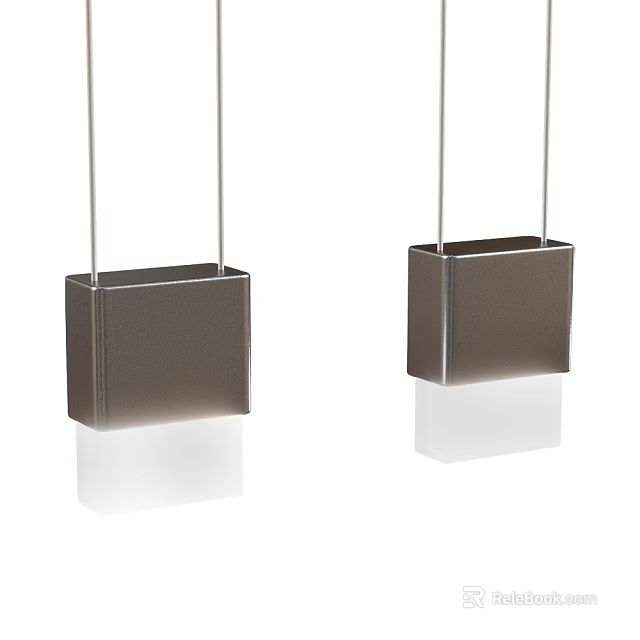 Modern Square Dark Brown Pendant Lights With Glowing Reflection For Interior Design 3d model