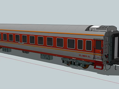 Silver Train Carriage With Red Orange Accents And Multiple Windows Exterior 3d model