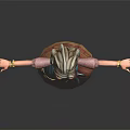 3D Rendered Female Character In Traditional Patterned Dress With Headscarf And Outstretched Arms