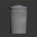 Stainless Steel Household Trash Can With Lid And Ribbed Design Shiny Surface