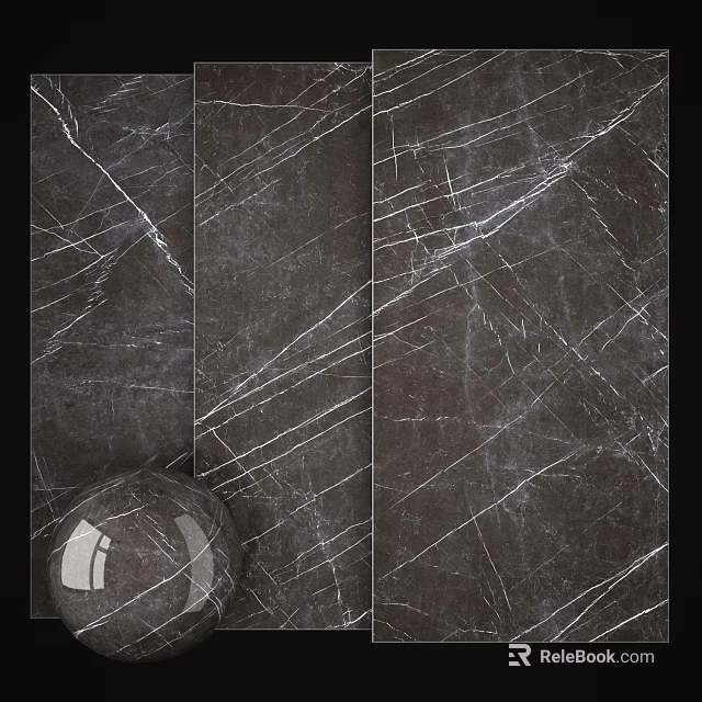 Modern Dark Marble Texture TV Background Wall Interior With White Vein Design 3d model