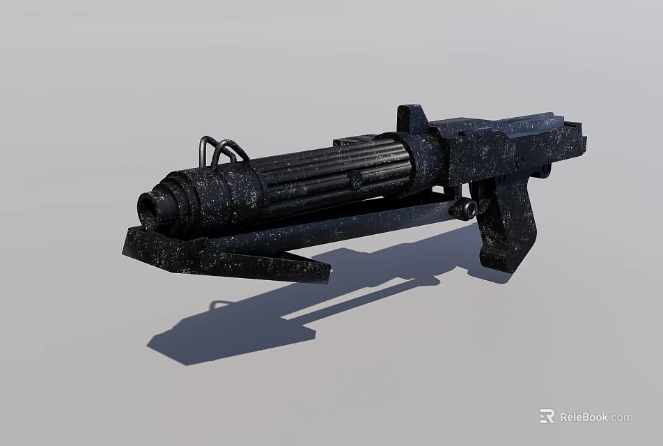 Futuristic Sci Fi Weapon With Black Metallic Design Long Barrel Grip Mechanical Details 3d model 
