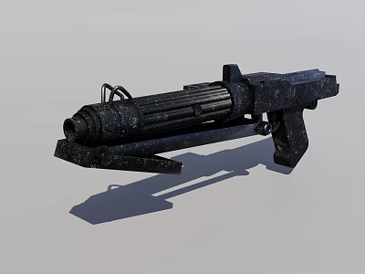 Futuristic Sci Fi Weapon With Black Metallic Design Long Barrel Grip Mechanical Details 3d model