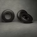 Three New Black Tires With Strong Tread Pattern And Durable Structure Design 3d model