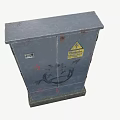 Worn Industrial Control Cabinet With Yellow Danger Sign And Surface Graffiti