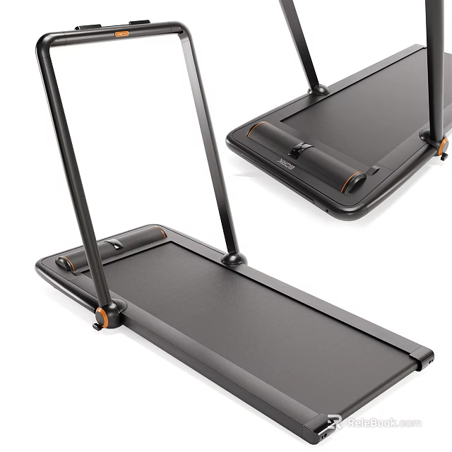 Black Modern Treadmill For Home Fitness Portable Folding Running Machine 3d model 