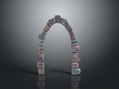 Architectural Arch Structure Design Using Stacked Colored Blocks In Creative Construction 3d model