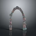 Architectural Arch Structure Design Using Stacked Colored Blocks In Creative Construction