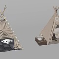 Cozy Children's Play Teepee Tents with String Lights Mattress and Pillows