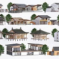 Traditional Ancient Architecture With Various Styles And Wooden Structures Surrounded By Green Trees