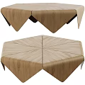 Modern Wooden Hexagonal Dining Table With Geometric Modular Design And Natural Wood Grain
