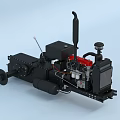 Black Industrial Engine Featuring Red Components Radiator And Mechanical Structure Design 3d model