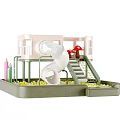Vibrant Two Story Playground Equipment With Slide Stairs Mushroom Umbrellas Colorful Pillars And Ball Pit